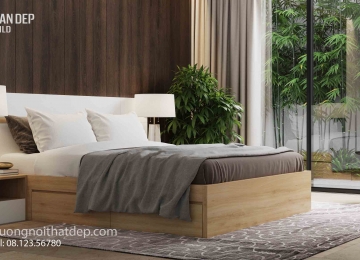 Xem ngay giường ngủ gỗ công nghiệp có hộc kéo tiện dụng gọn gàng cho gia chủ