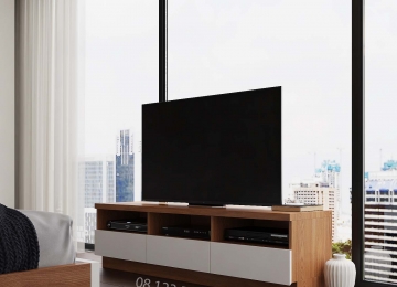 Kệ tivi hiện đại 3 hộc kéo chất liệu màu giống vân gỗ tự nhiên dành cho phòng ngủ
