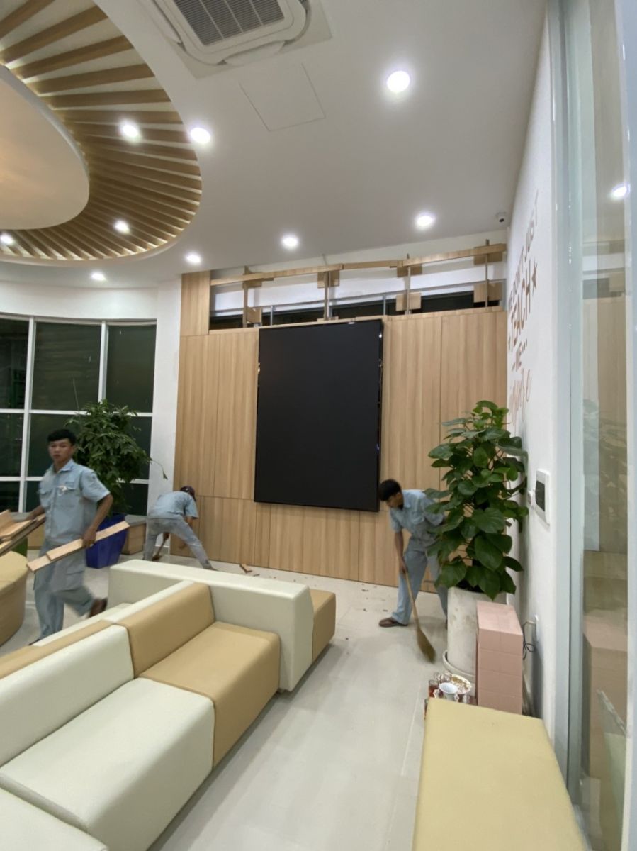 Thiết kế sản xuất lắp đặt nội thất sảnh tiếp tân tiểu học Á Châu - Cao Thắng quận 10
