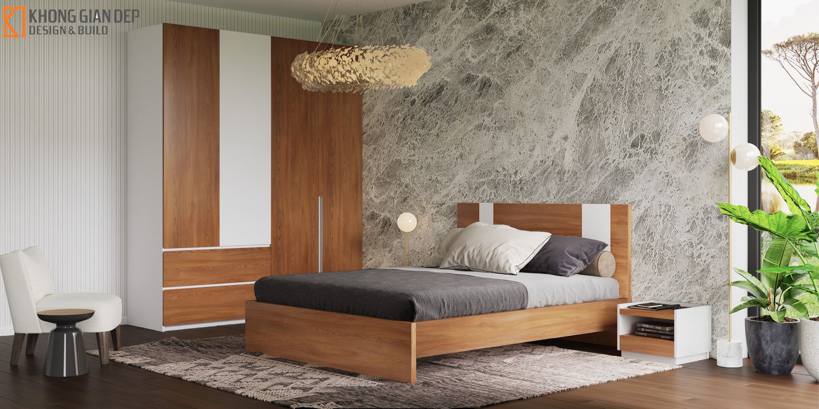 mẫu giường gỗ công nghiệp